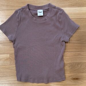 TNA Ribbed Short Sleeve Top in Putty